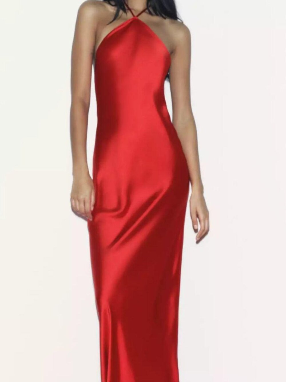 Zara red backless strappy dress long maxi  open back